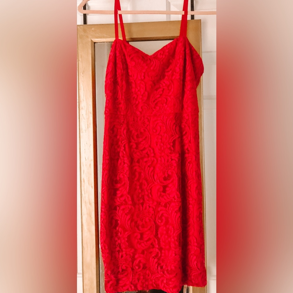 Lulus Red Lace Dress Size Medium